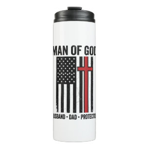 Garrafa Térmica Homem de Deus Cruz Patriótica Camisa Cristã Design