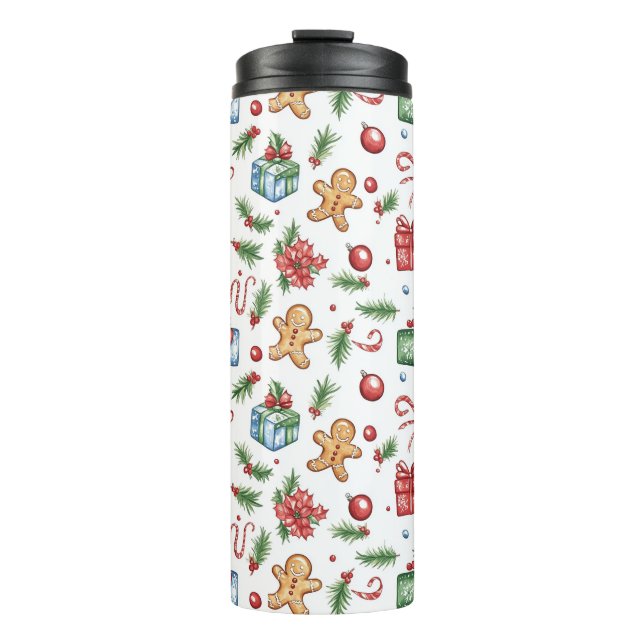 Garrafa Térmica Homem-pão de Natal bonito (Frente)