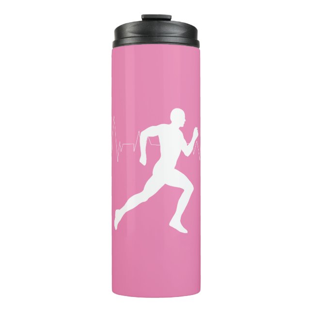 Garrafa Térmica Homem Runners Silhouette em Fundo Rosa (Frente)