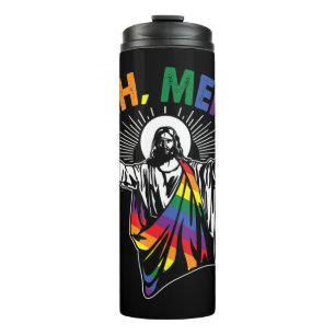 Garrafa Térmica Homens Engraçados LGBT Orgulho gay Jesus Arco-Íris