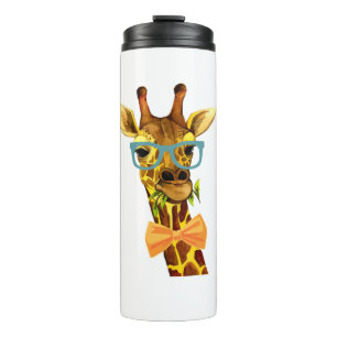 Garrafa Térmica Homens Nerdy Giraffe, Animal Engraçado
