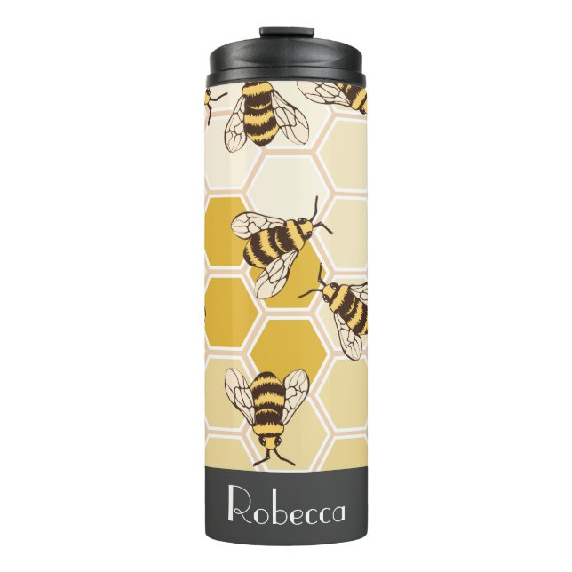 Garrafa Térmica Honeycomb e Bumblebes | Personalizado (Frente)