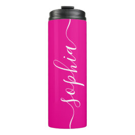 Garrafa Térmica Hot Pink White Script Custom Thermal Tumbler