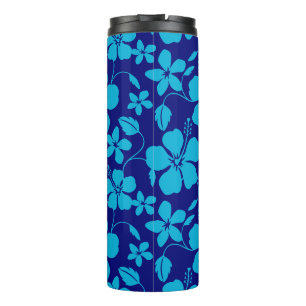 GARRAFA TÉRMICA HULA HAWAIANA (HIBÍSCO) AZUL ESCURO/CLARO