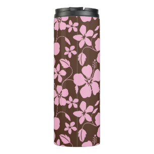 GARRAFA TÉRMICA HULA HAWAIANA (HIBÍSCO) MARROM/ROSA