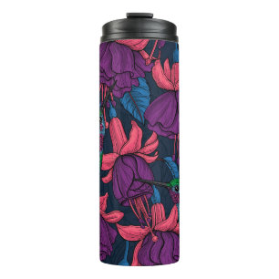 Garrafa Térmica Hummingbird garden in purple and blue