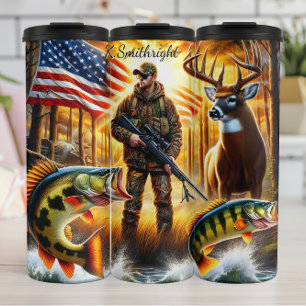 Garrafa Térmica Hunter Fish Deer American Flag