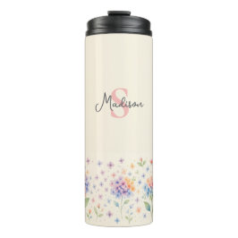 Garrafa Térmica Hydrangeas de Aquarela - Flores de Pastel