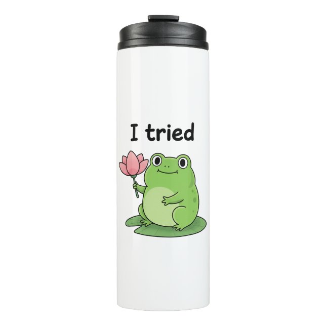 Garrafa Térmica "I Tried" Froggy Effort Design (Frente)