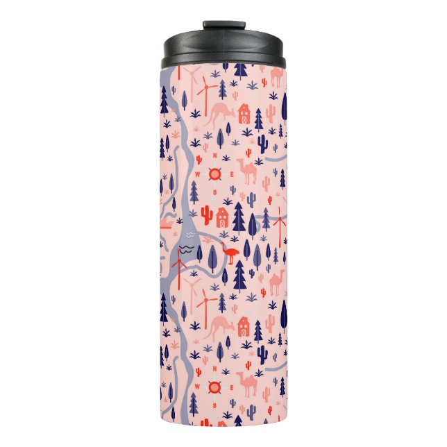 Garrafa Térmica Ícones australianos, padrão decorativo perfeito. (Frente)