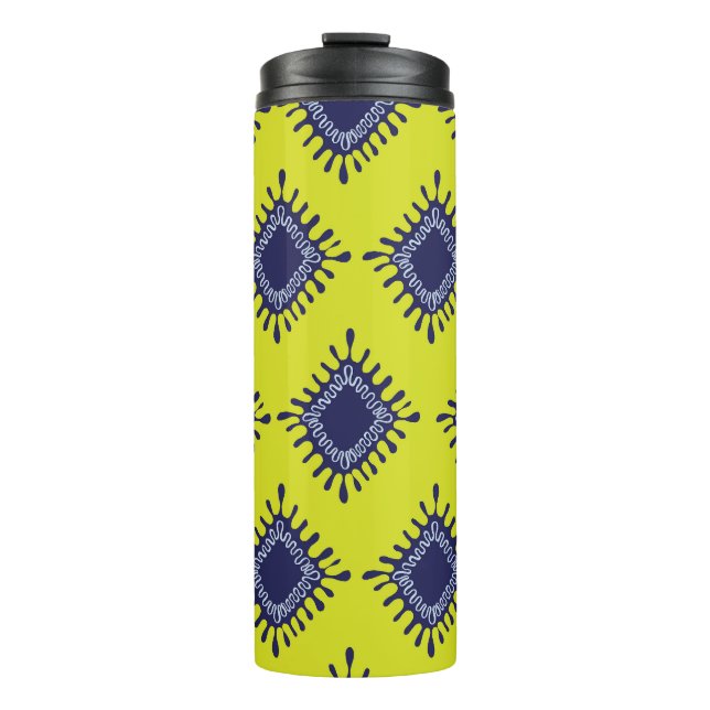 Garrafa Térmica Ikat Tribal: Padrão Moderno Na moda. (Frente)