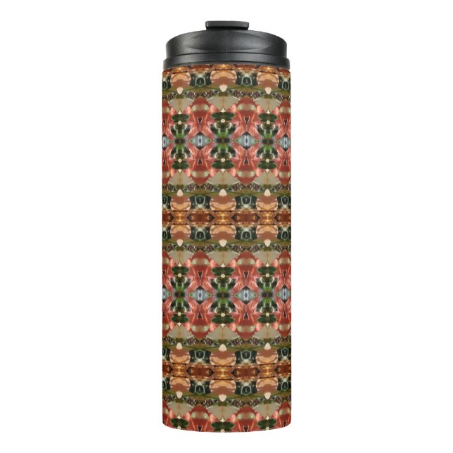 Garrafa Térmica Ikat verde e âmbar 7 (Frente)