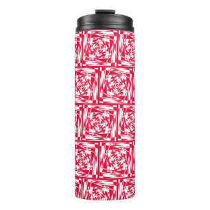 Garrafa Térmica Ilusão Óptica Tumbler de Viagem – Vermelho & Branc