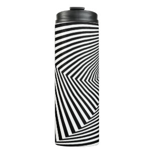 Garrafa Térmica Ilusões Ópticas: Abstrato Geométrico em Striped.