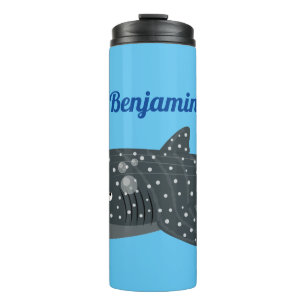 Garrafa Térmica Ilustração animada feliz de tubarão-baleia-branca