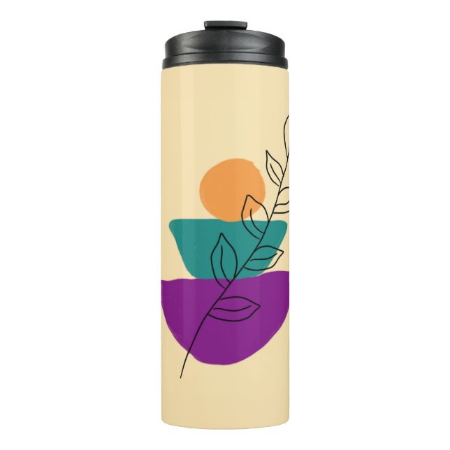 Garrafa Térmica Ilustração boho de folhas (Frente)