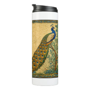 Garrafa Térmica Ilustração Botânica de Pavão Art Nouveau
