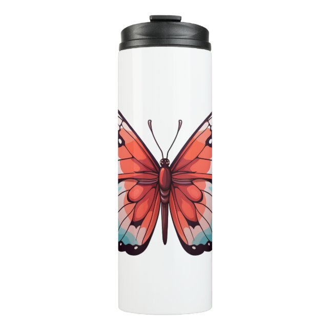 Garrafa Térmica Ilustração da borboleta de desenho animado (Frente)