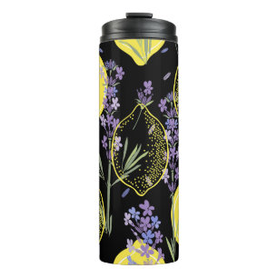Garrafa Térmica Ilustração da colheita de limões de Lavanda floral