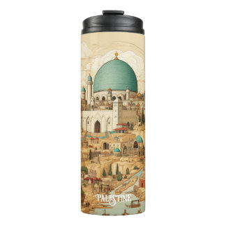 Garrafa Térmica Ilustração da paisagem urbana da Palestina