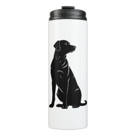 Garrafa Térmica Ilustração da silhueta labradora preta