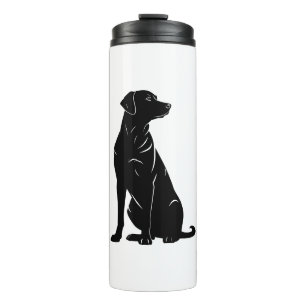 Garrafa Térmica Ilustração da silhueta labradora preta