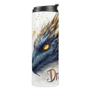 Garrafa Térmica Ilustração de Aquarela da Cabeça de Dragão Majesto