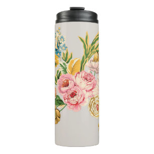 Garrafa Térmica Ilustração de aquarela das Flores Digitais. Manual