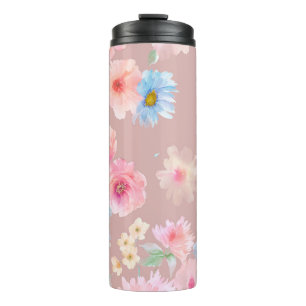 Garrafa Térmica Ilustração de aquarela das flores. Flutuação de ág