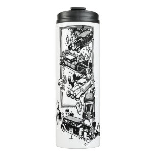 Garrafa Térmica ilustração de arte do Vintage 1920 car