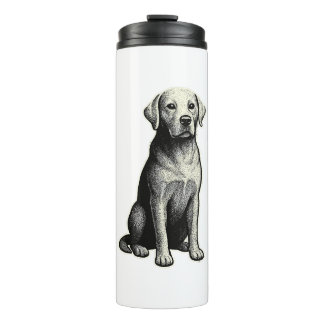 Garrafa Térmica Ilustração de Cachorro Sentado Vintage