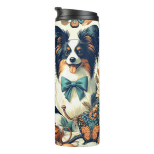 Garrafa Térmica Ilustração de Cão Papillon Bonito