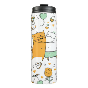 Garrafa Térmica Ilustração de casal de gatos. cartoon gatinhos i