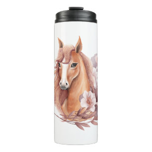 Garrafa Térmica Ilustração de Cavalo Floral
