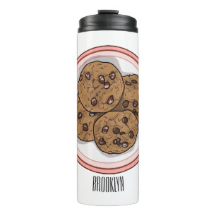 Garrafa Térmica Ilustração de desenho animado com chip de chocolat