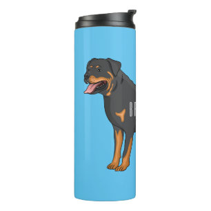 Garrafa Térmica Ilustração de desenho animado de cão rottweiler