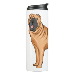 Garrafa Térmica Ilustração de desenho animado de cão Shar-Pei chin