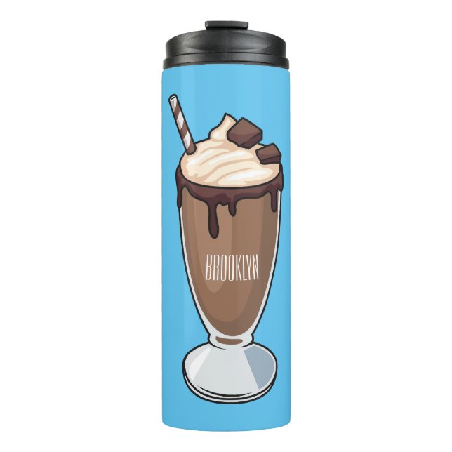 Garrafa Térmica Ilustração de desenho animado de Chocolate Milksha (Frente)
