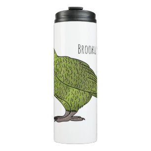 Garrafa Térmica Ilustração de desenho animado de pássaro Kakapo