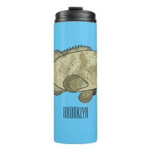 Garrafa Térmica Ilustração de desenho animado de peixe-grua