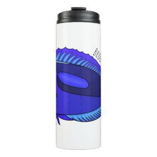 Garrafa Térmica Ilustração de desenho animado de peixe marrom azul