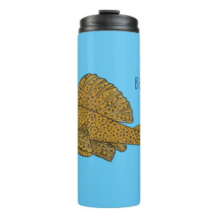 Garrafa Térmica Ilustração de desenho animado de peixe Pleco