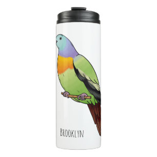 Garrafa Térmica Ilustração de desenho animado de pombo-verde-rosa