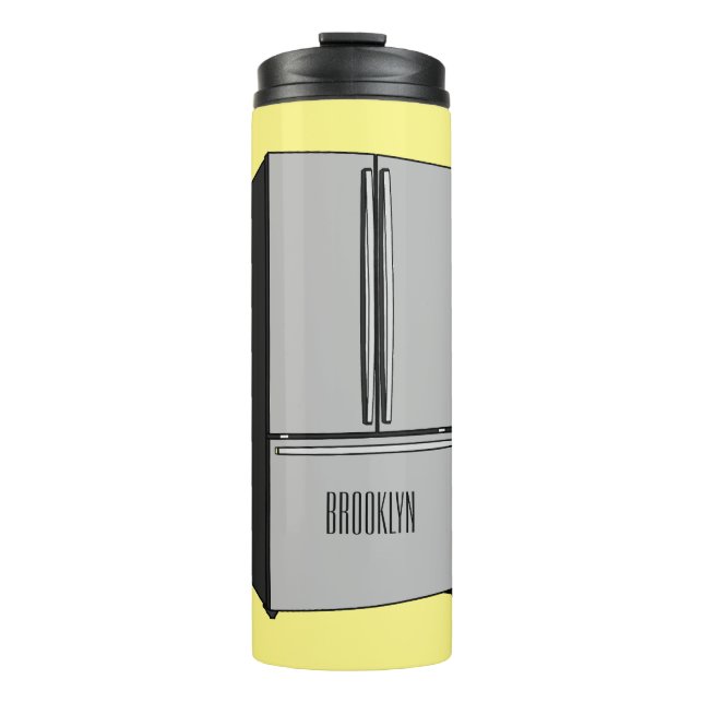 Garrafa Térmica Ilustração de desenho animado do frigorífico franc (Frente)