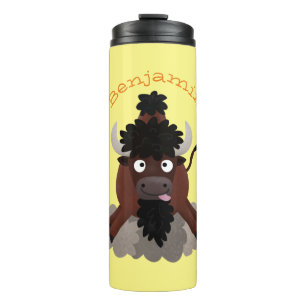 Garrafa Térmica Ilustração de desenho animado engraçado de búfalo