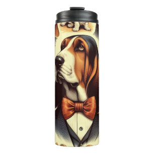 Garrafa Térmica Ilustração de Hound de Base de Vintage