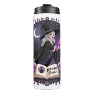 Garrafa Térmica Ilustração de Magia da Meia-Noite de uma Jovem Bru