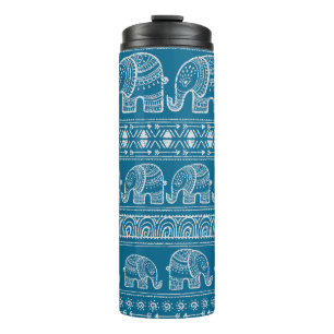 Garrafa Térmica Ilustração de Moldura de Elefante Vintage
