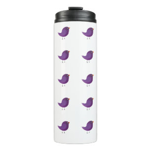 Garrafa Térmica Ilustração de Passarinho Roxo Fofo