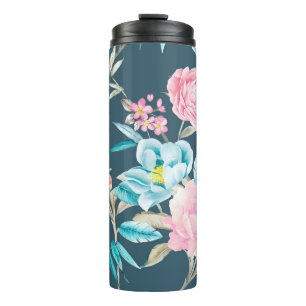 Garrafa Térmica Ilustração desenhada por computador com flores lin